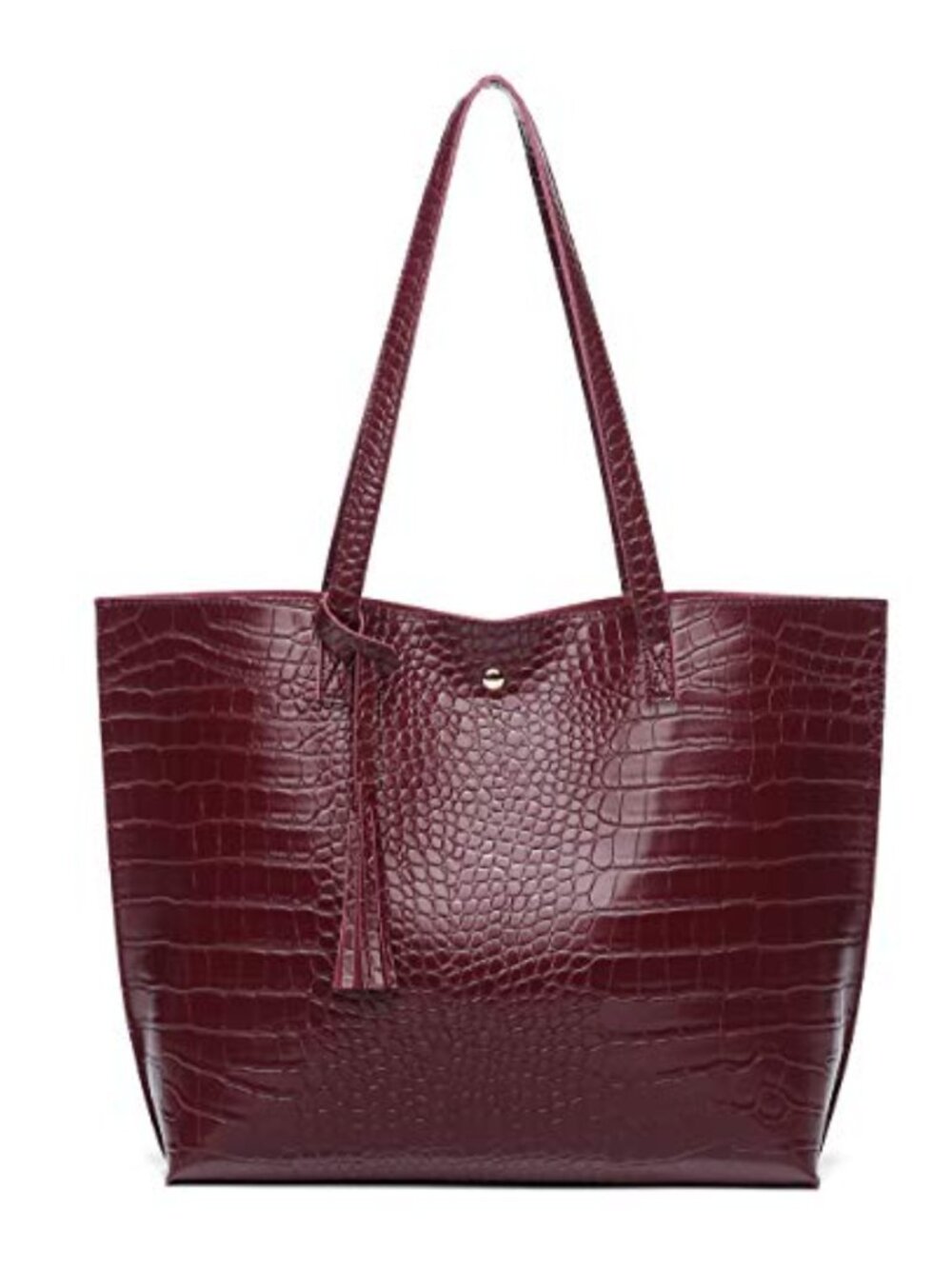 Women's Faux Leather Tote Shoulder Bag Big Capacity Tassel Handbag